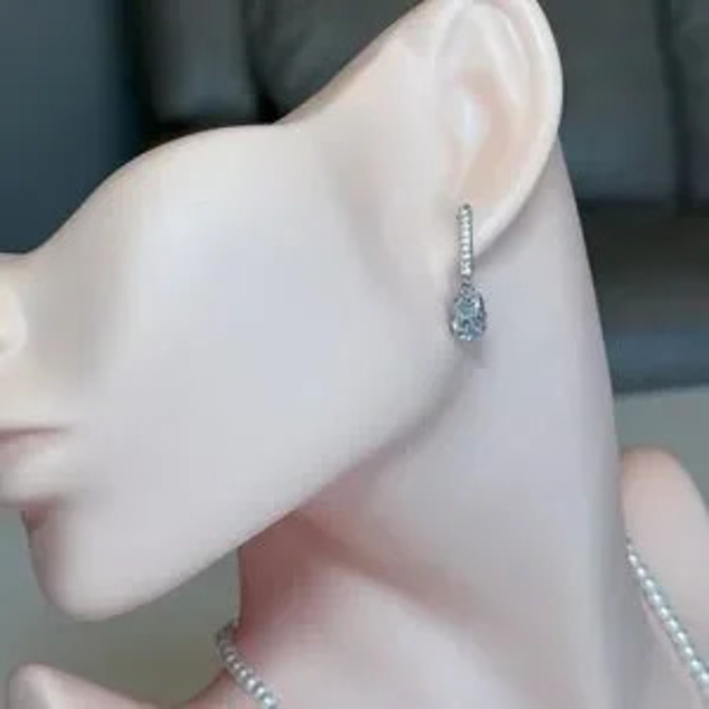 Delicate Silver Drop Earrings with Clear Stone